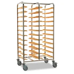 Double trolley for trays and gastronorm containers 1/1, 2*12 tiers  stainless steel , H=170, L=92.5, B=62 cm  gray