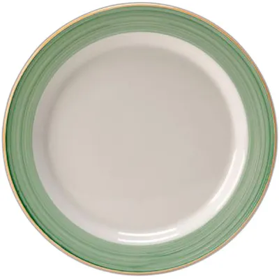 Тарелка «Рио Грин» мелкая фарфор D=200,H=15мм белый,зелен., Цвет второй: Зеленый, Диаметр (мм): 200
