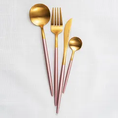 Нож столовый «Стил Пинк Голд Мэтт» сталь нерж. ,L=223,B=15мм золотой,розов., изображение 2