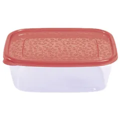 Food container with lid for microwave  polyprop.  1.25 l , H=75, L=210, B=160mm  transparent, burgundy