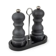 Подставка для мельниц для специй «Линия» для 2 мельниц бамбук,сталь нерж. D=65,L=170мм черный, изображение 3