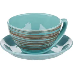 Tea pair “Scandinavia” ceramics 250ml D=15cm blue.