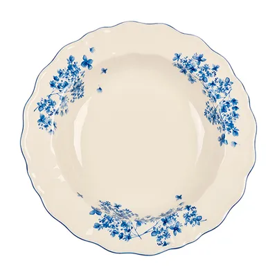 Тарелка глубокая «Фиори» для супа фарфор D=24,H=4см слон.кость,синий