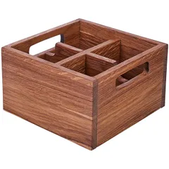 Spice stand 4 compartments  oak , H=10, L=17, B=17cm  brown.