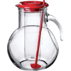 Jug “Kufra” with cooler  glass  2 l  clear, red