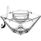 Икорница «Торчелло» с емкостью для льда и ложкой стекло 100мл ,H=10,L=14,B=14см прозр.