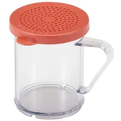 Container for seasonings with holes  polycarbonate  300 ml  D=80, H=95mm  transparent, pink.