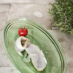 Блюдо сервировочное стекло ,H=47,L=260,B=140мм зелен., изображение 4