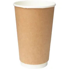 Glass for hot drinks, disposable, two-layer [18 pcs]  cardboard  400 ml  D=90, H=135mm  light brown.