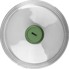 Крышка для сковороды «Д.Грин» стекло D=24см прозр.,зелен., изображение 3