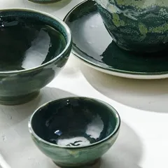 Салатник для комплимента «Аврора Везувиус Бернт Эмералд» фарфор 50мл D=7см бежев.,зелен., изображение 3