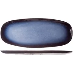 Блюдо овальное керамика ,L=36,5,B=15см синий,черный