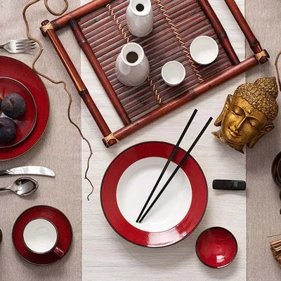 Тарелка глубокая «Джаспер» для супа фарфор 350мл D=227,H=48мм белый,красный, изображение 8