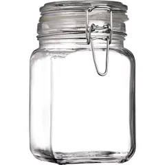 Square jar with lid “Kremlin”  glass  1 l , H=148, L=90, B=90mm  clear.