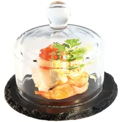 Serving dish  natural slate, glass  D=105, H=80mm  black