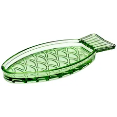 Serving dish  glass , L=23, B=10cm  green, clear.