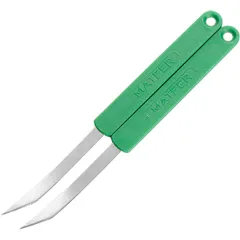 Set of knives, curved blade [2 pcs]  stainless steel , L=145/65, B=6mm  green, metal.