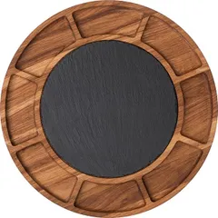 Менажница «Нова» 9 секций круглая, вставка из натурального сланца дуб D=40,H=3см, изображение 2