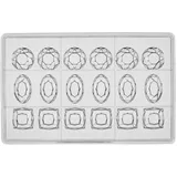 Форма для шоколада «Бриллианты 3х видов» [18 ячеек] поликарбонат ,H=26,L=275,B=175мм прозр.