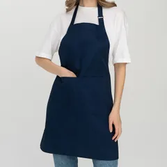 Apron with chest and pocket polyester ,L=90,B=70cm blue