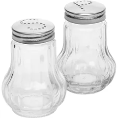 Set for spices salt+pepper glass, steel 40ml D=30,H=68,L=45,B=45mm transparent,metal.