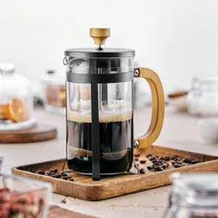 Френч-пресс термост.стекло,сталь нерж. 0,6л D=10,2,H=18,3,L=14,5см прозр.,бежев., изображение 4