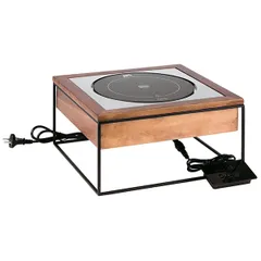 Плита индукционная сталь нерж.,дерево D=24,H=19,L=35,4,B=32,5см 900вт черный,деревян.