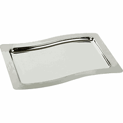 Rectangular tray “Swing” with handle  stainless steel , L=53, B=32.5 cm  silver.