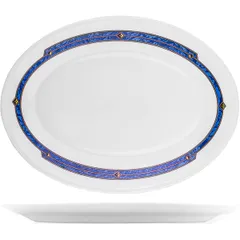 Dish “Astral” oval  glass , L=30, B=22.5 cm  white, blue