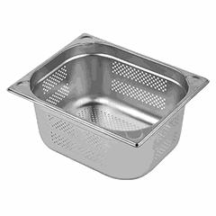 Gastronorm container (2/3) perforated  stainless steel , H=10, L=32.5, B=35.4 cm  metal.