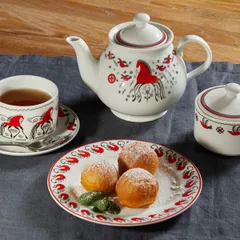 Чайник заварочный «Мезень» Классик Кони фарфор 400мл D=107/166,H=90мм белый,красный, изображение 3