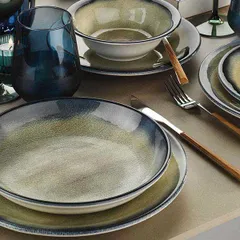 Тарелка глубокая «Нанокрем Дарк Блю» фарфор D=25,H=5см тем.син.,зелен., изображение 3