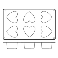 Форма кондитерская «Сердце» [6ячеек] 5.5*5см силикон ,H=35,L=295,B=175мм кирпичн.