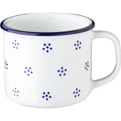 Mug “Retro Valbella” with decor  porcelain  180 ml  white, blue