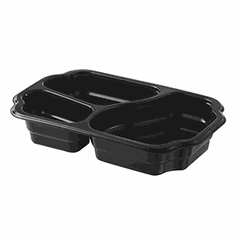 Container for serving food (2 cells)[246pcs] plastic ,H=45,L=255,B=162mm black