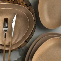 Тарелка «Гэлэкси» ассиметричная фарфор D=350,H=39мм бежев., изображение 3