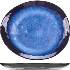 Oval plate ceramics ,L=27.5,B=23cm blue,black