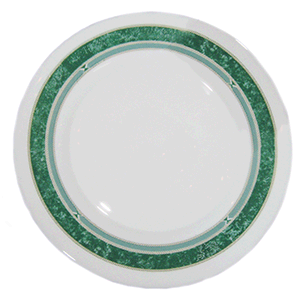 Тарелка «Риалто» мелкая стекло D=200,H=19мм белый,зелен.