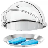 Поднос фуршетный с крышкой с охладительным элементом (5 предметов) нерж. D=38,H=24см металлич.,прозр