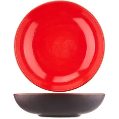 Deep plate (Shala) “Carmine”  ceramics  D=24cm  red, black