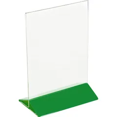 Stand stand d/menu A5  plastic , H=220, L=155, B=95mm  transparent, green.