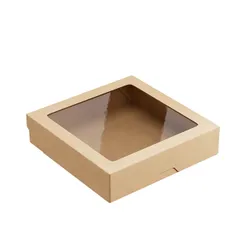 Контейнер бумажный OneBox с крышкой картон 1,5л ,H=48,L=200,B=200мм св.корич.