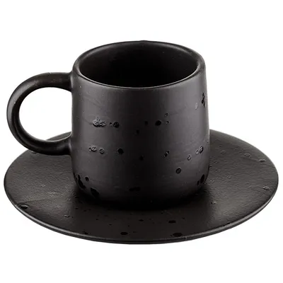 Чайная пара «Оникс» коническая керамика 200мл D=7/16,H=9см черный, изображение 2