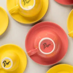 Чашка кофейная «Пур-Амор» фарфор 80мл D=66/40,H=55,L=90мм желт.,белый, изображение 3