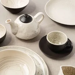 Чайник заварочный «День и ночь» фактурный керамика 0,6л ,H=11,L=13см белый,черный, изображение 2