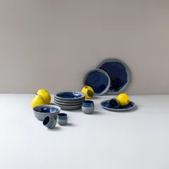 Тарелка «Нау» мелкая керамика D=210,H=18мм синий,серый, изображение 4