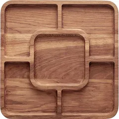 Менажница 5 секций квадратная дуб ,H=25,L=300,B=300мм деревян.