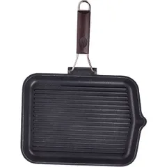 Сковорода-гриль алюм.литой,дерево ,H=40,L=270/430,B=345мм черный, изображение 3