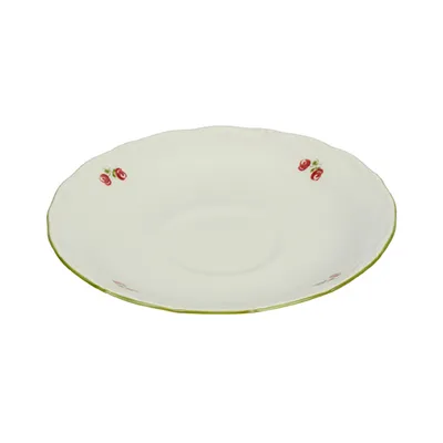 Блюдце «Верона Q0046» фарфор D=15см белый,зелен., изображение 2