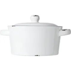 Baking pan with lid ceramics 1l D=18,H=9,L=23cm white